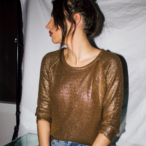 *SOLD* Gold Knit Sweater - Picture 5 of 8